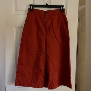 Uniqlo Burnt Orange Cropped Linen/Cotton Pants Sz M